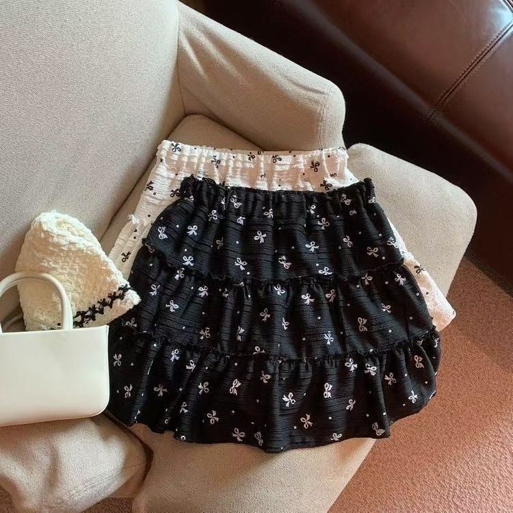 Summer Girl'S Floral Short Skirt French Style Skirt High Waist Casual A- Line Cake Skirt Poncho Sweet - Image 3