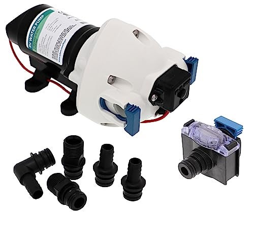 Flojet RV Water Pump R3526144D, 12 VDC 3-Chamber - Small Water Pump Ideal for Boats/Camper-Trailers - 3 GPM, 50 PSI - Self-Priming - Corrosion-Resistant & Quiet - Auto Shut-Off - Withstands Up to 160F - Image 1