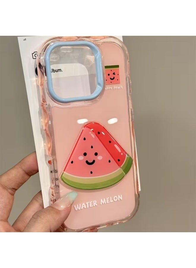 تيمو قطعتين غطاء هاتف جيلي بندقية بطابع بطيخ ثلاثي الأبعاد مع جوانب مموجة لآيفون 15 برو خلفية ناعمة وجذابة - Image 2