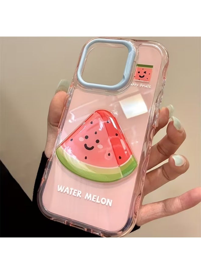 تيمو قطعتين غطاء هاتف جيلي بندقية بطابع بطيخ ثلاثي الأبعاد مع جوانب مموجة لآيفون 15 برو خلفية ناعمة وجذابة - Image 1