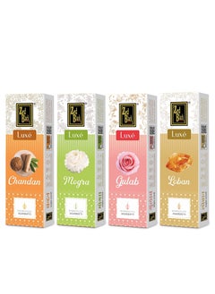 Zed Black Zed Black Bamboo Less Incense Sticks – Luxe Series - Pack of 4 Incense Sticks, Good Vibes Pack (Approx 70 Agarbatti Sticks | 4 Fragrances - Chandan, Gulab, Loban and Mogra) (377 GM)  - Image 1