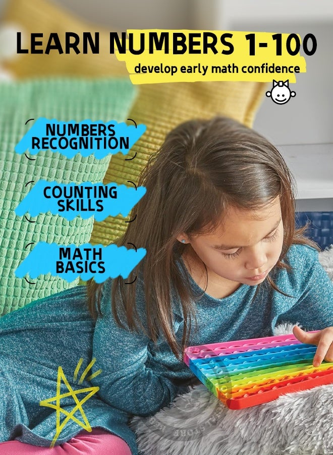 بيبلوسوم لعبة لوحة الأرقام الملونة المكونة من مائة فقاعة - لعبة حسية بفقاعات قابلة للضغط للأطفال، نشاط تعليمي مبكر لتعزيز التركيز - Image 4