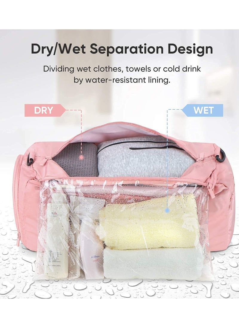 KASTWAVE Gym Bag for Women and Men, Dry Wet Separation Sports Sling Bag with Shoe and Wet Clothes Compartments, Waterproof Duffle Bag Lightweight Carryon Gym Bag (Pink)  - Image 4