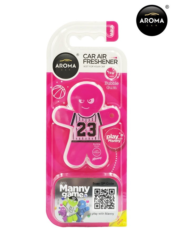 أروما معطر جو للسيارة برائحة عطرية | تصميم شخصية "ماني" من ألعاب ماني | رائحة العلكة | قميص كرة السلة الوردي رقم ٢٣ | عطر مانع للانسكاب يدوم طويلًا - Image 2