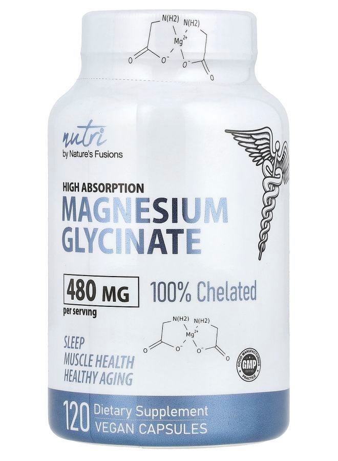 Nature'S Fusions Nutri Magnesium Glycinate High Absorption 480 mg 120 Vegan Capsules (160 mg per Capsule) 