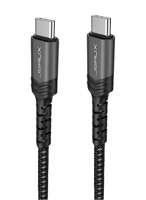 JSAUX USB C to USB C Cable 100W/5A [1pcs 1 M], QC 4.0/USB PD Type-C Fast Charging Cord Compatible with MacBook Pro/Air M2, iPad Pro 12.9/iPad Air/Mini 6 Samsung Galaxy S23 S22 S21 model (CC0020) Black