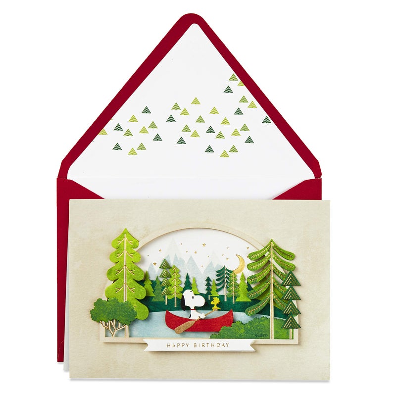 Hallmark Signature Peanuts Birthday Card (Snoopy Canoe) - Image 1