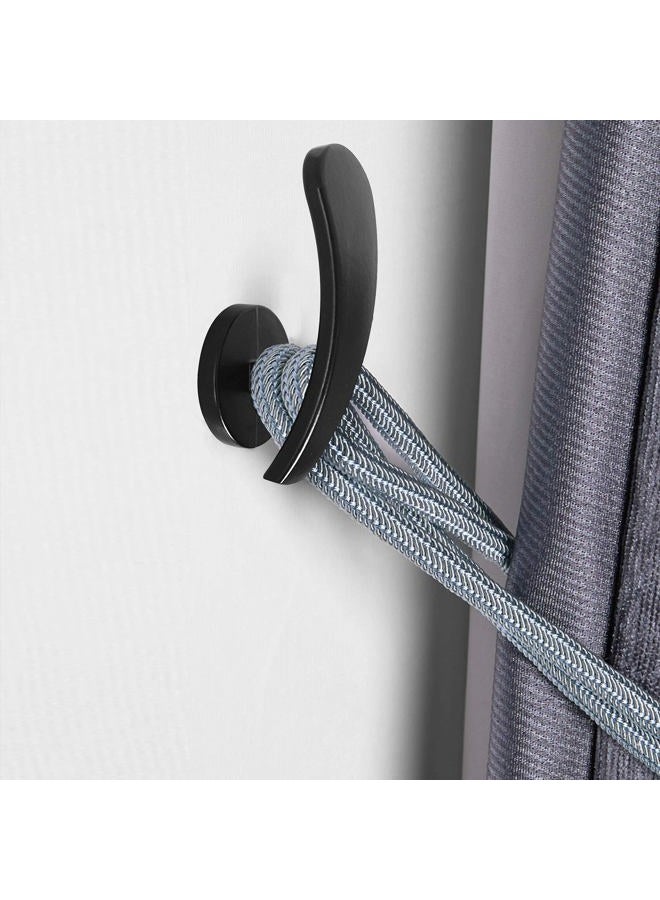 HEMOUR Curtain Holdback, 2pcs Wall Mounted Drapery Tiebacks with Screws, Decorative Drapery Metal Hook Wall Hanger, Black - Image 5