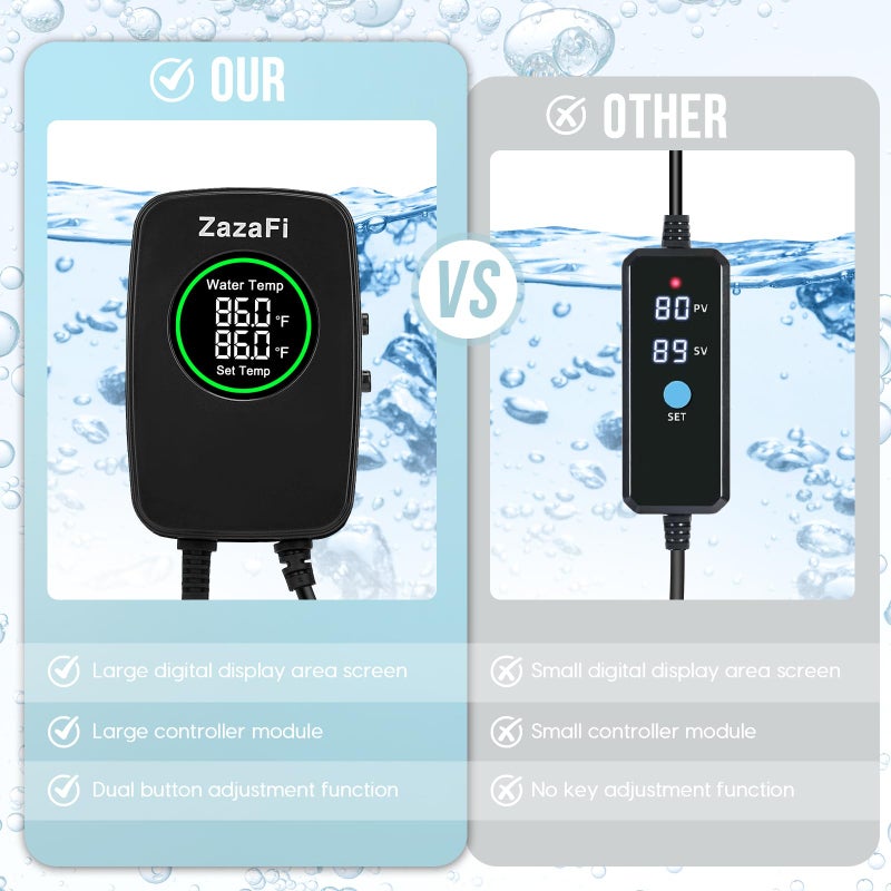 ZazaFi Aquarium Heater 300W, Fish Tank Heater with High-Temperature Protection and Turtle Tank Heater with Automatic Power-Off When Leaving Seawater or Freshwater. - Image 4