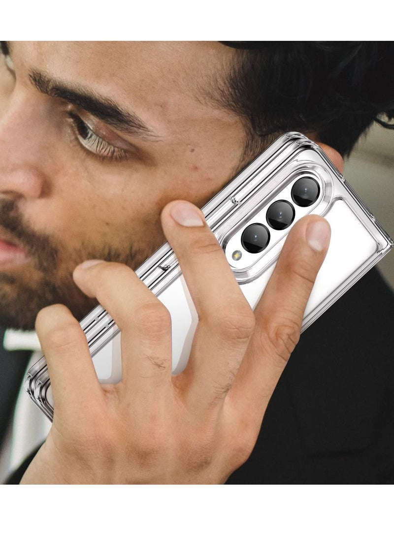 Samsung Galaxy Z Fold 4 5G Case, Clear Soft TPU Bumper Anti-Scratch Hard Acrylic Back Cover Hybrid 2 in 1 Shockproof Phone Case for Samsung Galaxy Z Fold 4 (2022) - Image 5