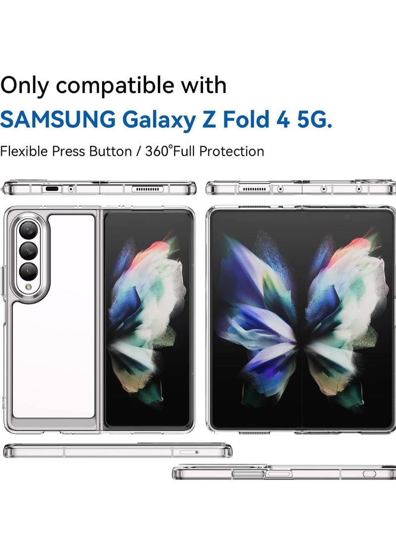 Samsung Galaxy Z Fold 4 5G Case, Clear Soft TPU Bumper Anti-Scratch Hard Acrylic Back Cover Hybrid 2 in 1 Shockproof Phone Case for Samsung Galaxy Z Fold 4 (2022) - Image 3