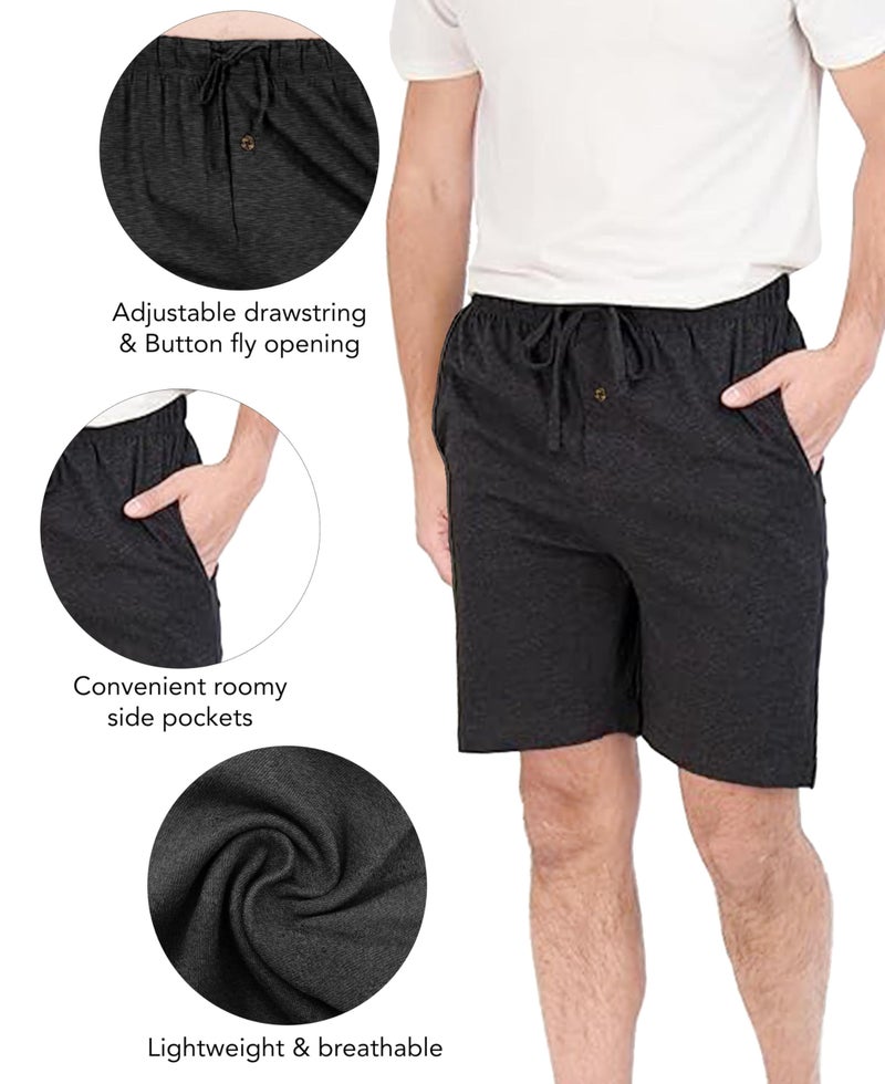 Andrew Scott Men's Lounge Shorts | Drawstring & Pockets Cotton PJ-Sleep Short Bottoms | Multi Packs - Image 4