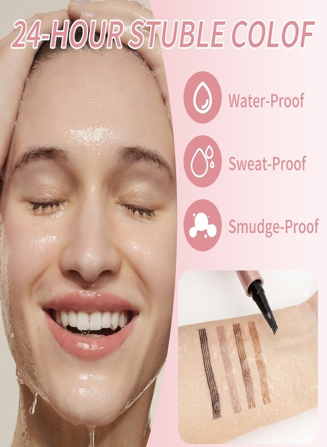 W3W 3D Waterproof Microblading Eyebrow Pen,Magic Eyebrow Pencil with 4 Fork Tip,Natural Long-Lasting Smudge-proof Fine Stroke eyebrow microblading Pen for Women(Black) - Image 4