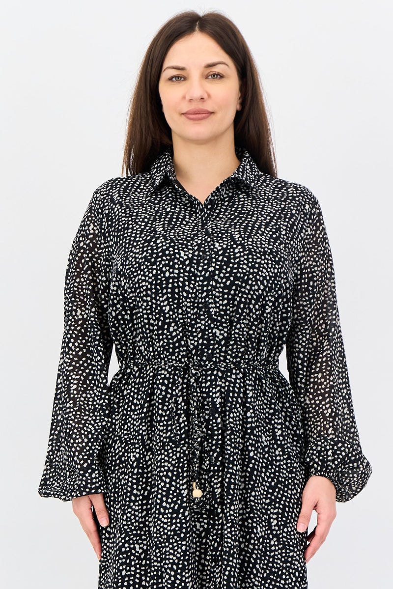 ANNE KLEIN فستان قميص مطبوع بالكامل للنساء، متعدد الألوان - Image 2