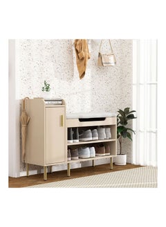 AtoZ Furniture 10 Pair Shoe Storage Bench in Beige Color 