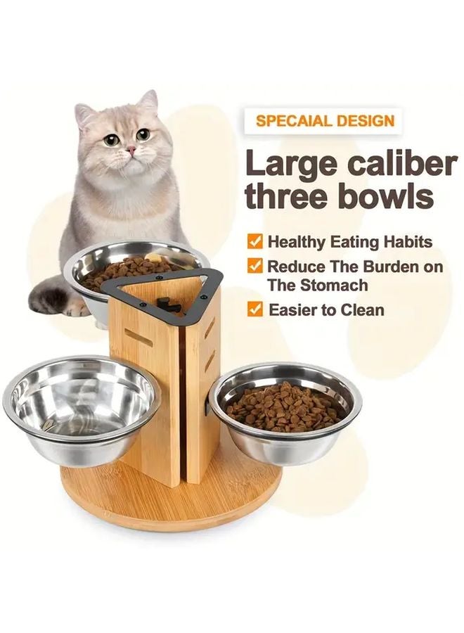 1 مجموعة أوعية طعام وشراب للقطط بارتفاع قابل للتعديل مع قاعدة متينة - Image 5