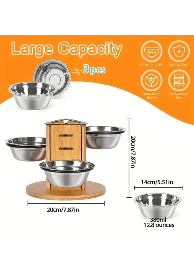 1 مجموعة أوعية طعام وشراب للقطط بارتفاع قابل للتعديل مع قاعدة متينة - Image 3