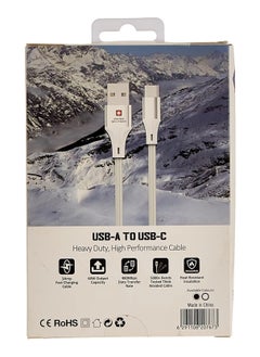 SWISS MILITARY USB to Type C 2M Braided Cable, 60 W Output Capacity with Heat resistant insulated coating, Compatible with Samsung S22+, S22 Ultra,S21+, S21 Ultra, Note 20, A70 and many-White  - Image 2