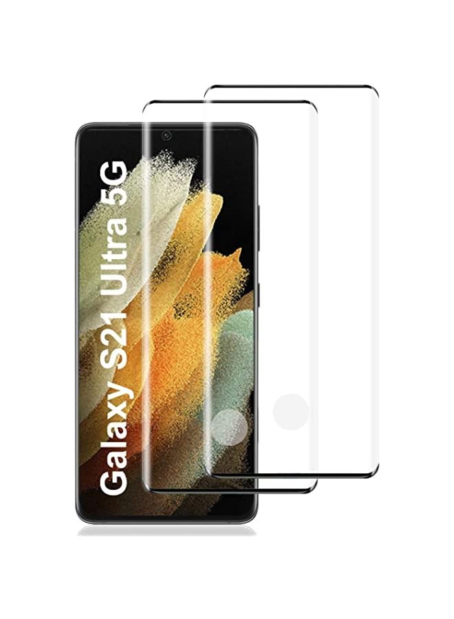 Galaxy S21 Ultra Screen Protector, [2 Pack] HD Tempered Glass Film Protector for Samsung Galaxy S21 Ultra 5G (6.8 Inch), Fingerprint Unlock Support/Full Coverage/ScratchProof 