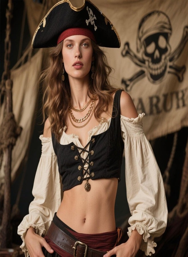 ANGLEQUEEN Chunky Gold Pirate Necklaces for Women Gold Layered Necklaces Punk 8090s Hip Hop Cuban Link Chain Necklace Layered Choker Necklace Pirate Prom Jewelry Freaknik Outfit Accessories (Gold3) - Image 4
