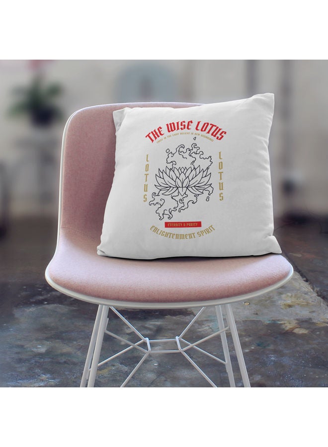 The Wise Lotus Printed Decorative Throw Pillow White/Red/Black 40x40cm  - Image 3