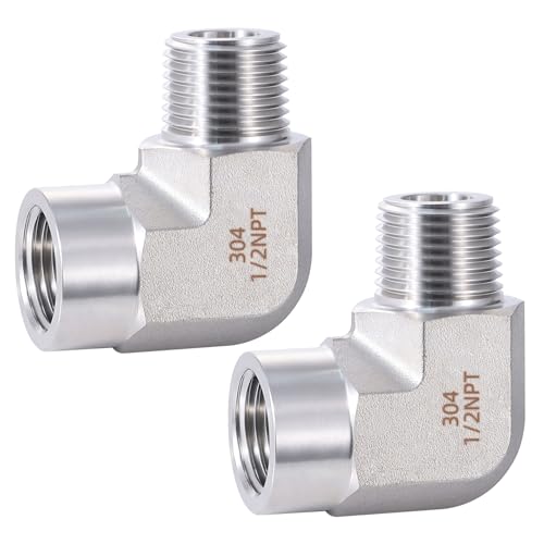 Windblowgrass Stainless Steel Pipe Fitting,90 Degree Barstock Street Elbow, 1/2" NPT Male x 1/2" NPT Female (Pack of 2) - Image 1