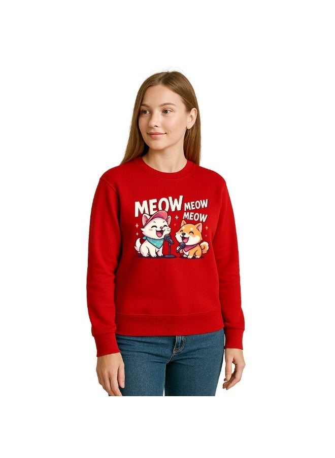 PRINTSHOP4ME Cat Lover Women's Sweatshirt – Long Sleeve,Round Neck,Cotton,Breathable & Stylish Casual Wear  - Image 2