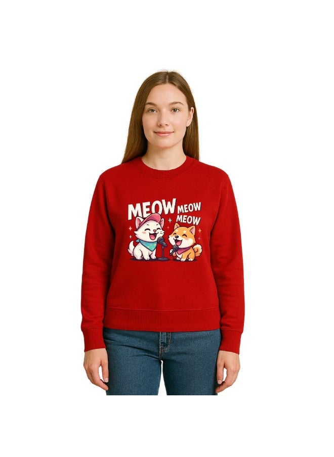PRINTSHOP4ME Cat Lover Women's Sweatshirt – Long Sleeve,Round Neck,Cotton,Breathable & Stylish Casual Wear  - Image 1