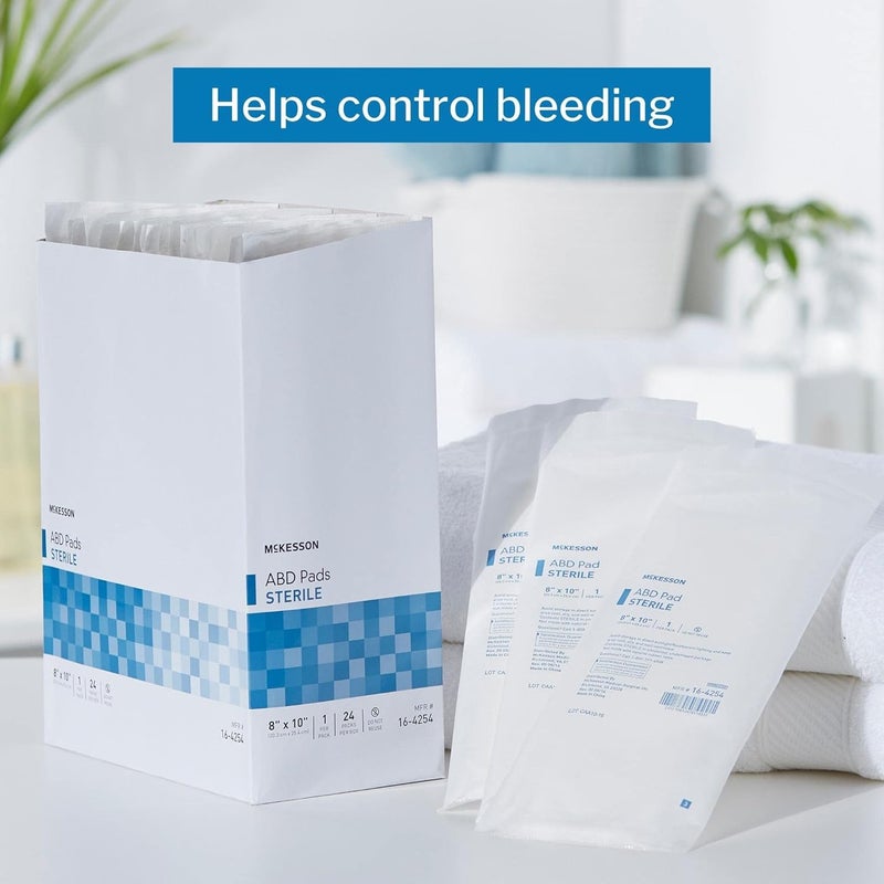 McKesson Sterile ABD Pads 8 x 10 in 144 Count Abdominal Pads for Wound Care Non Stick Gauze Dressing Surgical Absorbent Pad for Drainage and PostOp Use - Image 2