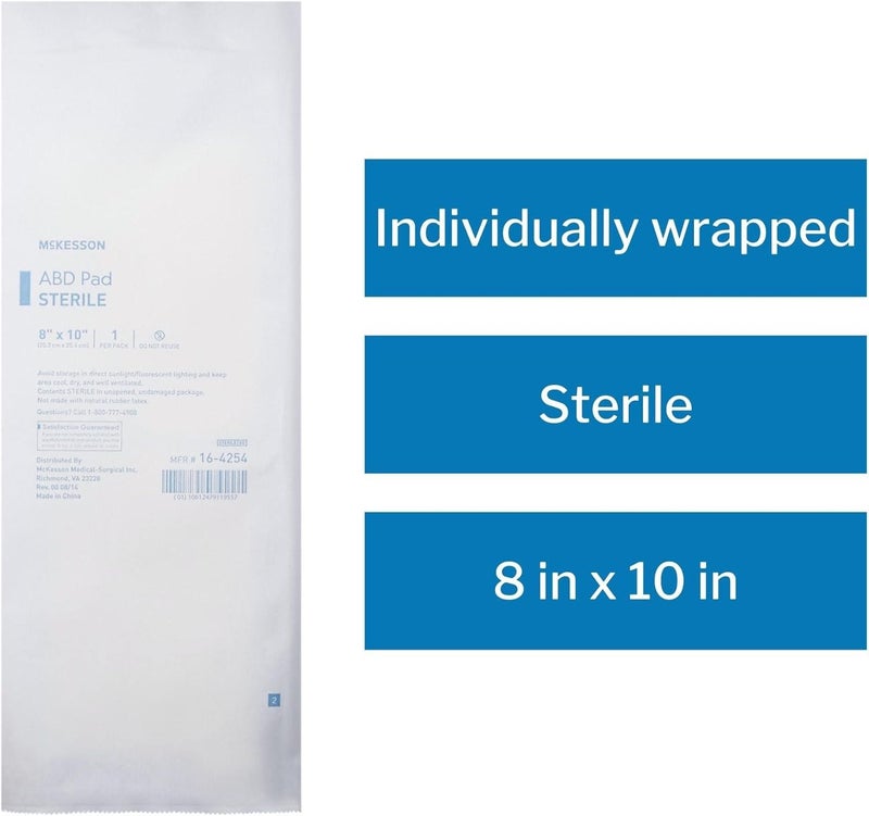 McKesson Sterile ABD Pads 8 x 10 in 144 Count Abdominal Pads for Wound Care Non Stick Gauze Dressing Surgical Absorbent Pad for Drainage and PostOp Use - Image 4
