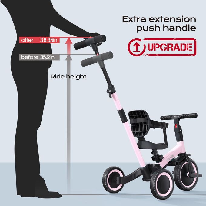 newyoo Toddler Tricycle,Toddler Bike,Birthday Gifts and Toys for 1-3 Year Old Boys and Girls, Trike with Push Handle, Backrest and Safety Belt, Balance Bike, TR007, Pink - Image 5