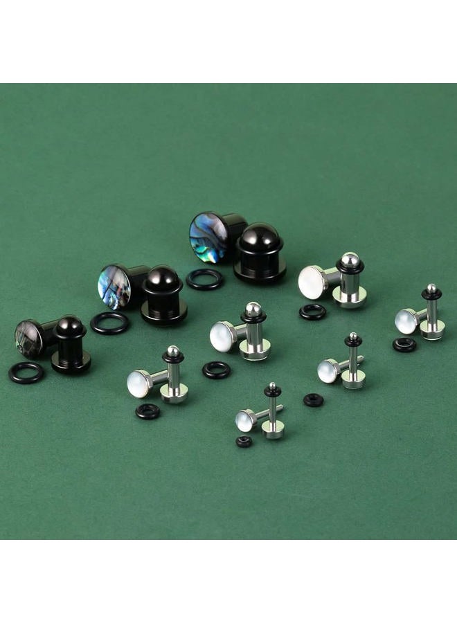 TBOSEN 18pcs Surgical Stainless Steel Stretching Kit Plugs Expander Single Flat Top Body Piercing Jewelry Set 14G-00G, Metal, Sandstone - Image 5