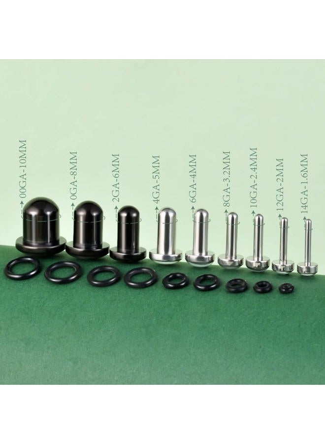 TBOSEN 18pcs Surgical Stainless Steel Stretching Kit Plugs Expander Single Flat Top Body Piercing Jewelry Set 14G-00G, Metal, Sandstone - Image 2