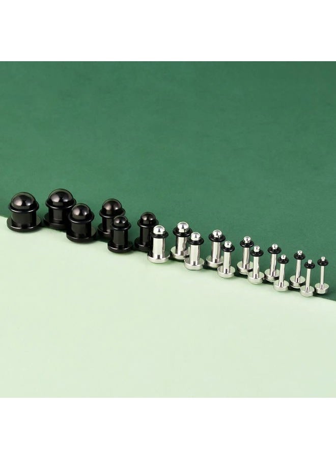 TBOSEN 18pcs Surgical Stainless Steel Stretching Kit Plugs Expander Single Flat Top Body Piercing Jewelry Set 14G-00G, Metal, Sandstone - Image 4