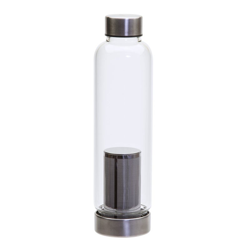 Primula Primula Cold Brew Travel Bottle with Black Insulating Neoprene Sleeve  Borosilicate Glass and Stainless Steel Mesh Core  Dishwasher Safe  19 Oz  Clear 