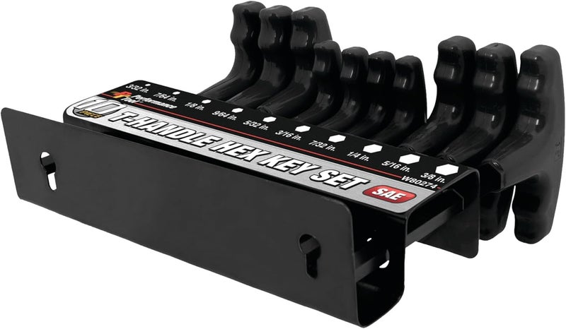 Performance Tool W80274 SAE T-Handle Hex Key Set, 10-Piece with Storage Rack - Image 5