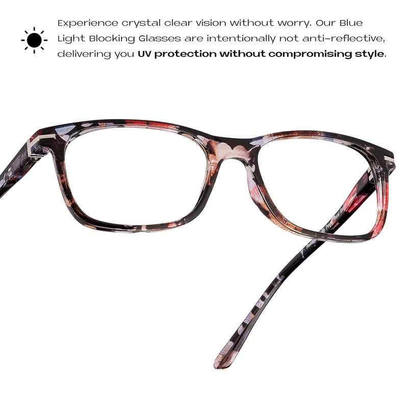 Readerest Blue Light Blocking Reading Glasses (Floral, 0.75 Magnification) Computer Eyeglasses With Thin Reflective Lens, Antiglare, Eye Strain, UV Protection, Stylish For Men And Women - Image 4