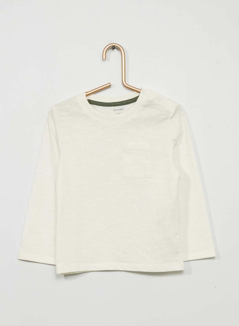 Kiabi round-neck-t-shirt-with-pocket-white