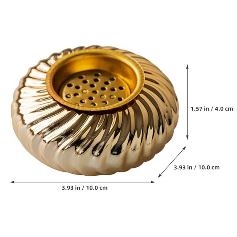 Gold Ceramic Incense Burner Cone Holder Metal Censer Home Fragrance Accessory For Living Room Desk - Image 3