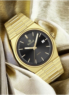 Gold bracelet and black dial