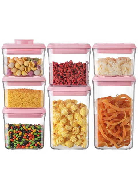 7 Pieces Airtight Food Storage Containers with One Button Seal for Kitchen and Pantry Organization