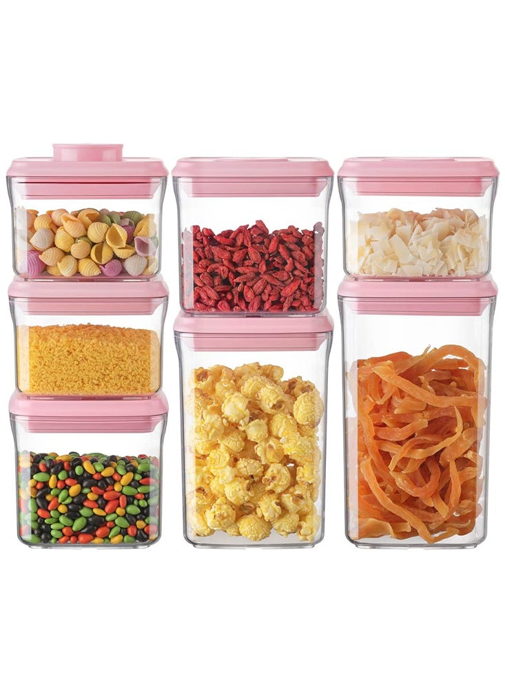 Perfii 7 Pieces Airtight Food Storage Containers with One Button Seal for Kitchen and Pantry Organization  - Image 1