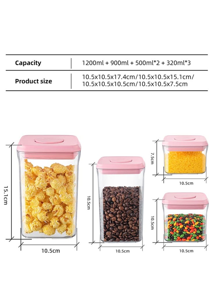 Perfii - 7 Pieces Airtight Food Storage Containers with One Button Seal for Kitchen and Pantry Organization - Image 1