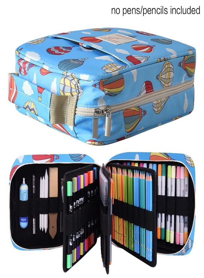 qianshan Pencil Case Holder Slot - Holds 202 Colored Pencils or 136 Gel Pens with Zipper Closure - Large Capacity Pen Organizer for Watercolor Pens or Markers - Perfect for Artist Blue Balloon - Image 2