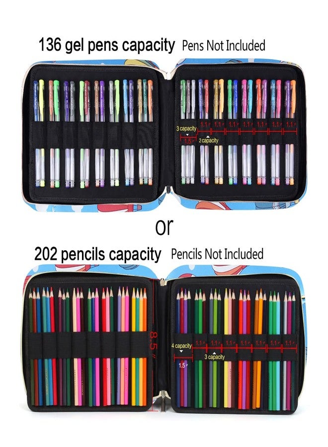 qianshan Pencil Case Holder Slot - Holds 202 Colored Pencils or 136 Gel Pens with Zipper Closure - Large Capacity Pen Organizer for Watercolor Pens or Markers - Perfect for Artist Blue Balloon - Image 5