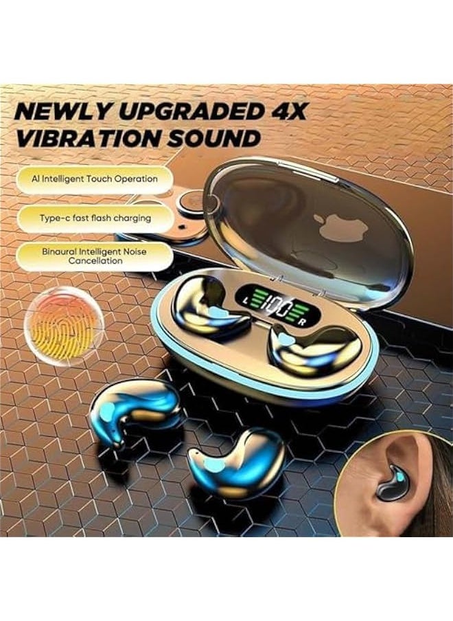 Generic Bone Conduction Sleep Bluetooth Headset, in-Ear 5.3 Wireless Noise Cancelling Sports Earphones, Painless Sleep Wireless Headphones, Wireless Earbuds for Work Call Meeting Driving (Beige)  - Image 3