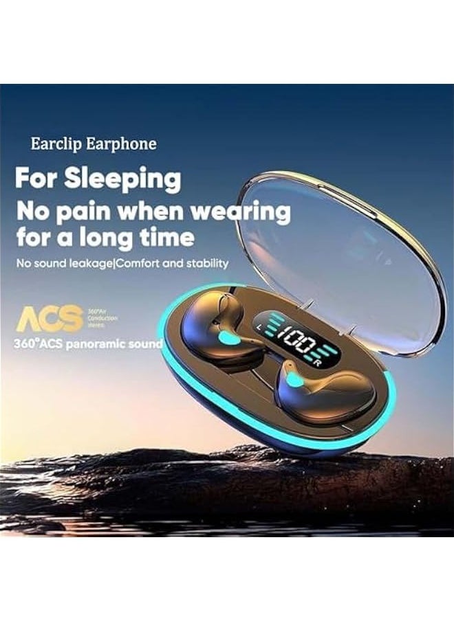 Generic Bone Conduction Sleep Bluetooth Headset, in-Ear 5.3 Wireless Noise Cancelling Sports Earphones, Painless Sleep Wireless Headphones, Wireless Earbuds for Work Call Meeting Driving (Beige)  - Image 4