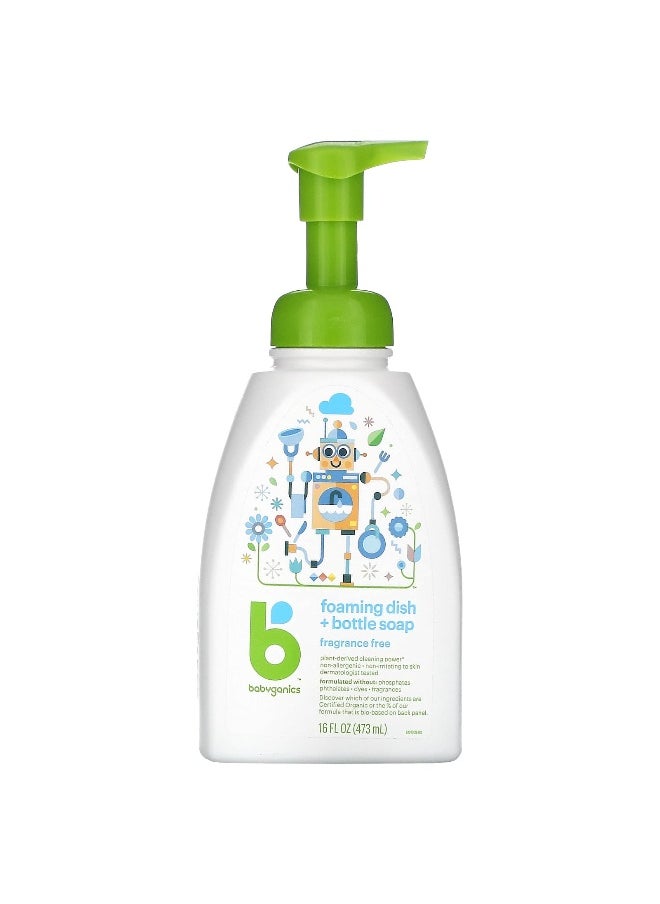 Babyganics Babyganics, Foaming Dish + Bottle Soap, Fragrance Free, 16 fl oz (473 ml)  - Image 1