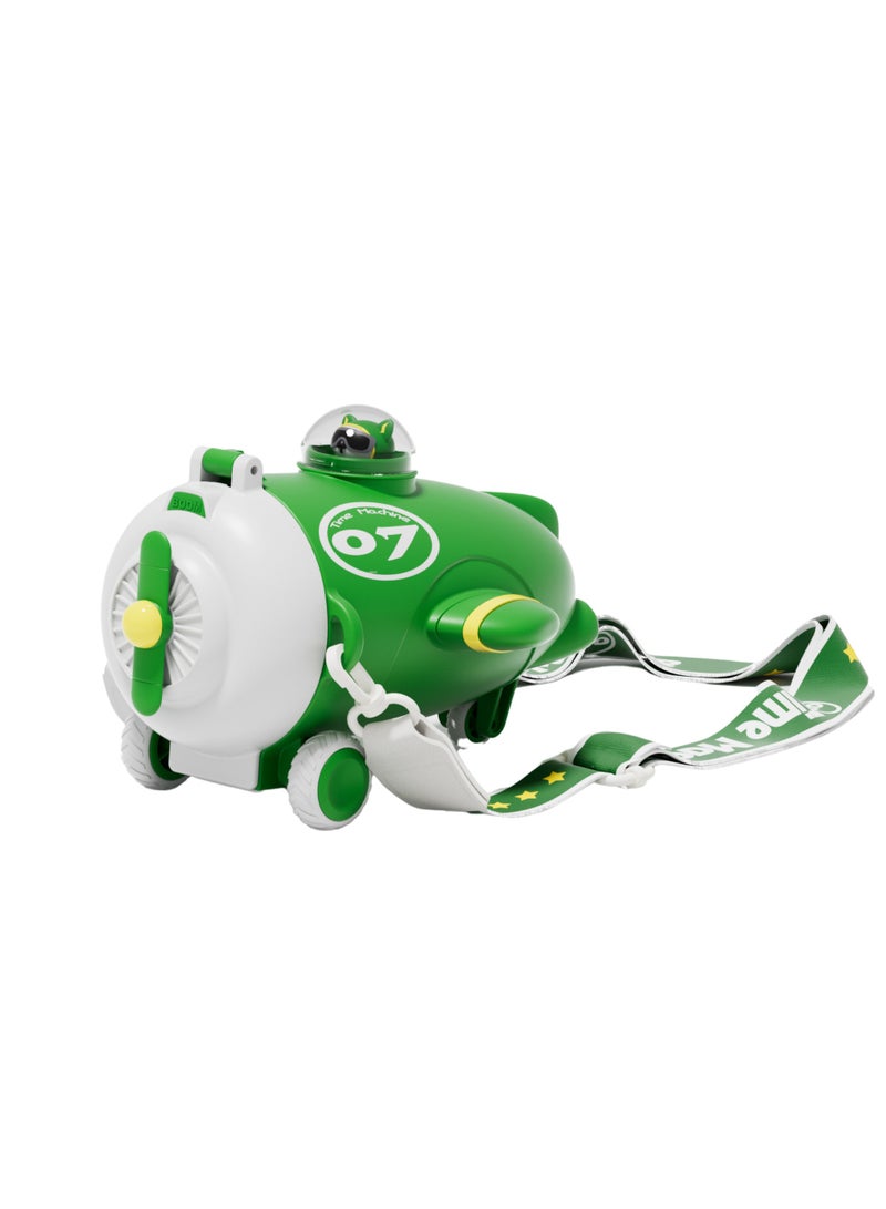 Twisoo Plane Shape Kids Water Bottle with Straw - 500ml, Cute Reusable Drinking Bottle, Leak-Resistant, BPA-Free, Wide Mouth, with Strap and Stickers ( Green ) - Image 1
