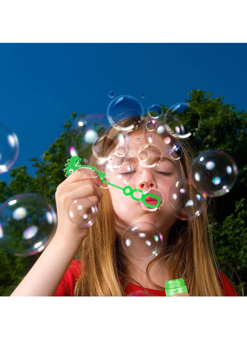 TOY GARDEN 24Pcs Dinosaur Bubble Wands,Bubble Wand Bulk for Kid,Dino Bubbles Party Favors for Boys Girls,Assortment Color Bubbles Wands for Dino Themed Birthday Gift Outdoors Activity with 8 Dinosaur Stickers  - Image 2
